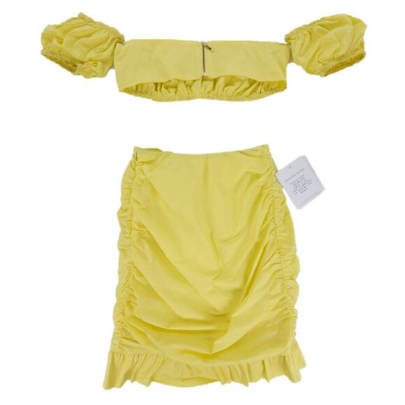 NWT Alamour Resort Eva Matching Set Yellow Romantic Puff Sleeve Coquette Lolita - Picture 9 of 14